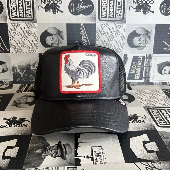 Authentic Goorin Bros C*ck Will Prevail “C*ck” Rooster Black Leather (NWT) - Picture 1 of 3